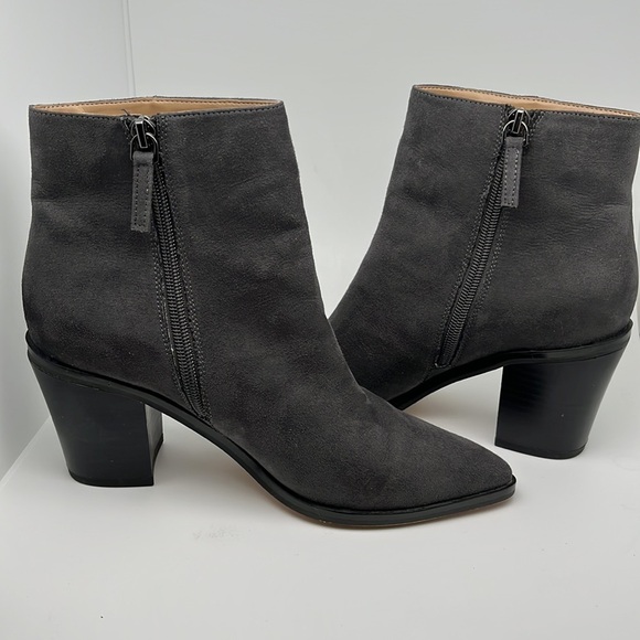 14th & Union Braxten Gray Ankle Block Heel Pointed Boots Booties Size 7.5 - Picture 10 of 13